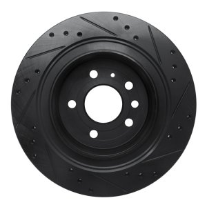 Saab 9-5 Brake Rotor (1) - Rear Left - R1 Concepts - Drilled & Slotted - Black - `02-`10